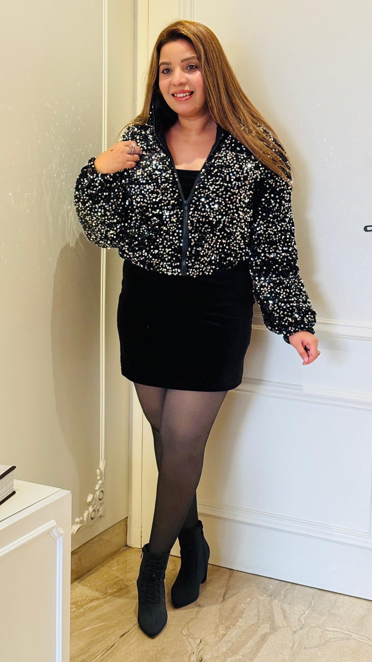 Black Sequin Hoodie Jacket – Ultra Warm