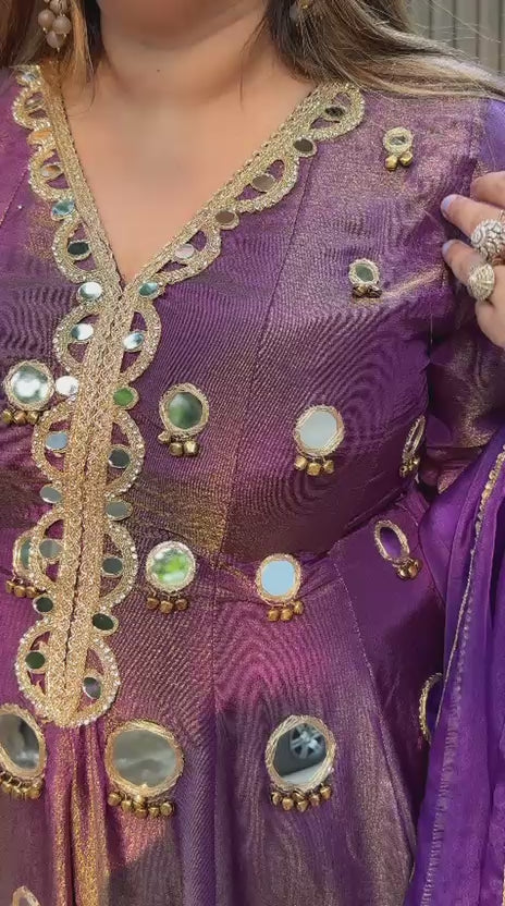 Arvaya Farshi Suit- Purple, Orange, Beige, Blue